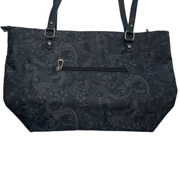 SAKROOTS Easy Clean Shoulder Bag With Paisley Design Black & Grey 11" Drop - Picture 4 of 16